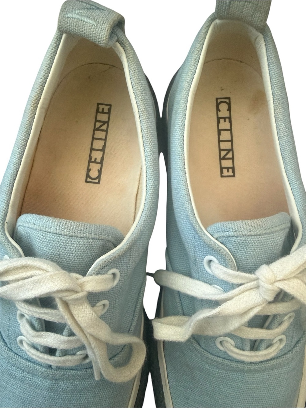 Celine Canvas 180° Low Top Sneakers Light Blue Lace-Up Size 40 (US M7, W9) - Picture 7 of 12
